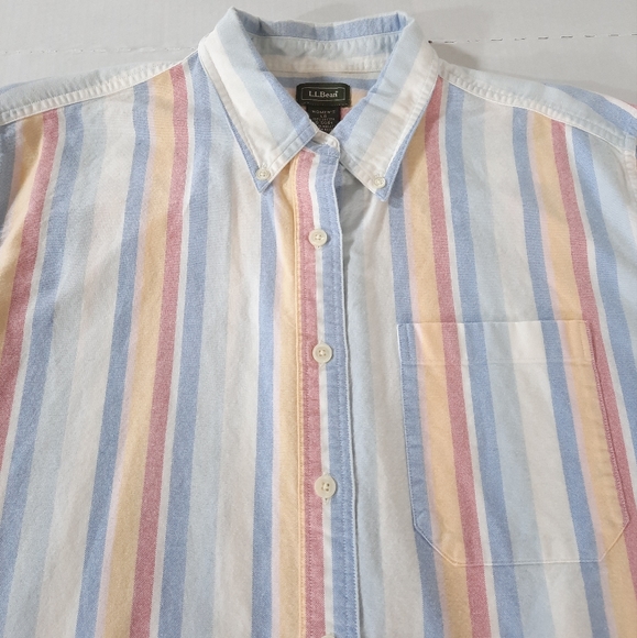LL Bean Colorful Striped LS Oxford Shirt - Picture 2 of 6